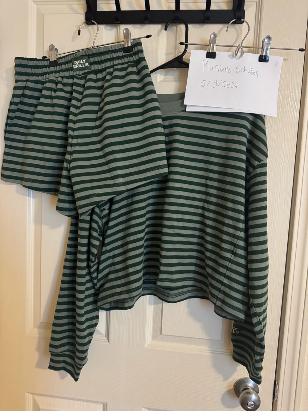 Daily Drills Green and Dark Green Striped set
